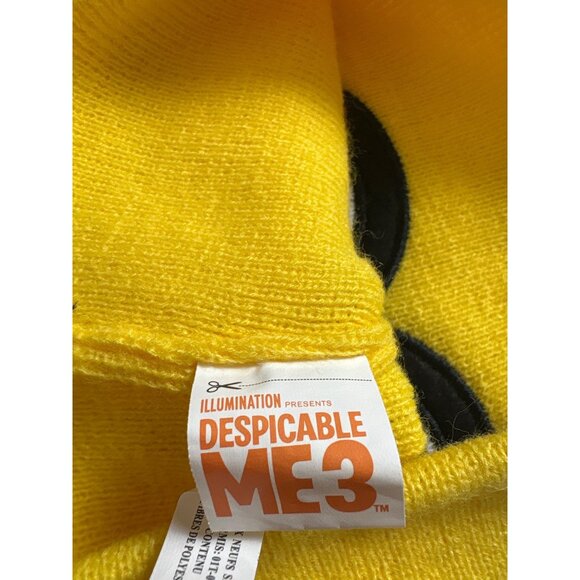 Despicable Me 3 Minion Yellow Knit Beanie Hat With Black Hair Accents Youth Size - Picture 3 of 4
